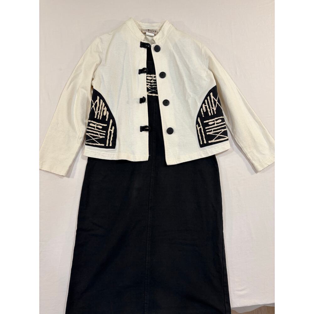 On The Rocks California Vintage 90s 100% Cotton Tank Dress Jacket Set Medium